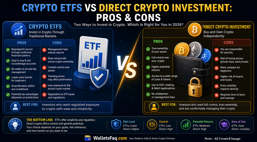Crypto ETFs vs Direct Crypto Investment: Pros & Cons